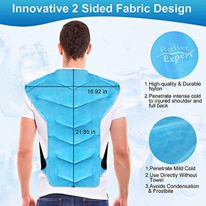 Relief Expert Large Full Back and Shoulder Rotator Cuff Ice Pack Wrap with Straps, Cold Packs for Injuries Reusable Gel, Cold Compression for Entire Back and Shoulders Pain Relief - Soft Plush Lining
