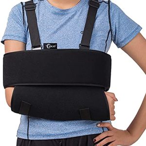 HKJD Medical Arm Sling Shoulder Immobilizer, Adjustable Rotator Cuff Soft Shoulder Sling Wrist Elbow Forearm Support Brace Strap for Subluxation, Dislocation, Sprain, Strain(S)