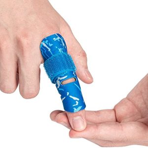 Kuangmi Finger Sleeve Support Protector Finger Splint Brace Pain Relief for Basketball Volleyball Baseball （S/M, Blue)