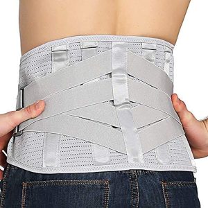 Lower Back Braces for Back Pain Relief - Compression Belt for Men & Women - Lumbar Support Waist Backbrace for Herniated Disc, Sciatica, Scoliosis - Breathable Mesh Design, Adjustable Straps (L, Gray)