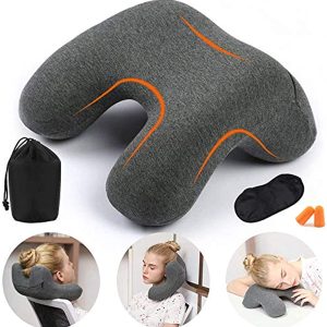 HAOBAIMEI Travel Neck Pillow, Memory Foam Travel Pillow for Airplanes, Car, Camping, Office, School, Head Neck Pillow, Back Pillow, Travel Accessories for Women and Men(Grey)