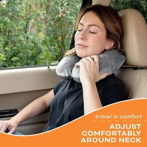 Crafty World Travel Neck Pillow Memory Foam Airplane Travel Accessories Essentials Comfortable Washable Cover Plane Neck Support Pillow for Neck Pain Relief Sleeping Black ﻿