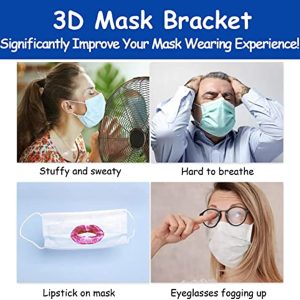 Upgraded 3D Silicone Face Mask Bracket with Earloops,Breathe Cup Turtle Shape,Cool Insert for More Breathing Room,Inner Support Frame,Breathable Spacer Keep Fabric Off,Lipstick Protector(Black,5PCS)