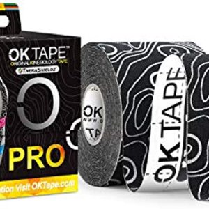 OK TAPE PRO Kinesiology Tape, 2inch x Long Roll 16ft Free Cut Tape, Elastic Athletic Tape Therapeutic Latex Free, Black+White