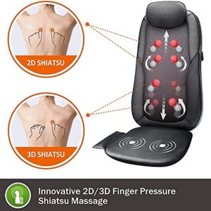 Snailax Shiatsu Massage Seat Cushion - 2D/3D 2-in-1 Modes Back Massager with Heat, Rolling Kneading Massage Chair Pad for Back Gifts for Women/Men/Dad/Mom