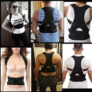 Magnetic Back Support for Posture Corrector with 10 Magnets and Adjustable Straps and Breathable Mesh Panels (Black, XL)