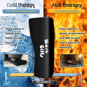 MarkGifts Ice Pack Hot & Cold Therapy for Elbow, Wrist, Knee Relief- 360° Compression Sleeve Reusable Elastic Gel Ice Pack-Sized for Unisex Adult- for Hamstring & Sports Recovery，Black-S