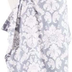 Bebe au Lait Premium Cotton Nursing Cover, Lightweight and Breathable Cotton, Open Neckline, One Size Fits All - Chateau Silver