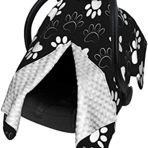 Animal Puppy Dog Paw Print Baby Car Seat Canopy Cover Multi Use Nursing Cover for Newborn Car Seat Canopy Mom Nursing Breastfeeding Covers Newborn Shower Gift