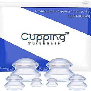 Cupping Warehouse Supreme DEEP PRO- 6 Cup Set - (3 Sizes) Professional Sturdy Rigid, Harder Silicone Cupping Therapy Sets for Cellulite & Body Treatments