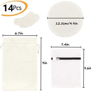 PHOGARY 14PCS Washable Nursing Pads, Reusable Organic Bamboo Breast Pads with Laundry Bag and Storage Bag - Soft, Absorbent, Hypoallergenic, Eco Pads for Breastfeeding