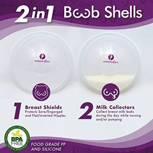 Breast Shell & Milk Catcher for Breastfeeding Relief (2 in 1) Protect Cracked, Sore, Engorged Nipples & Collect Breast Milk Leaks During The Day, While Nursing or Pumping (2 Pack)