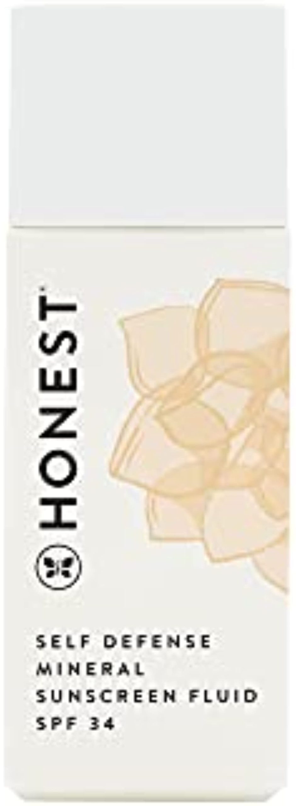 Honest Beauty Self Defense Protecting Mineral Sunscreen Fluid Spf 34 with Non Nano Nineral Sunscreen Fluid | Daily Face Sunscreen | Dermatologist tested + Hypoallergenic | Reef friendly | 1 fl. oz.