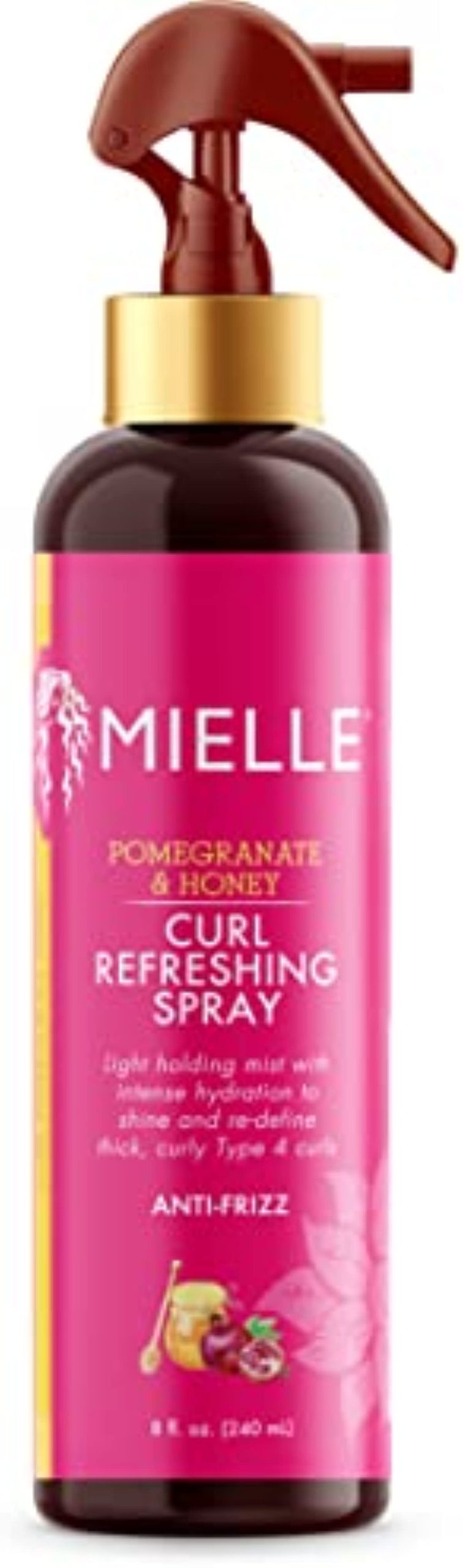 Mielle Organics Pomegranate & Honey Curl Refreshing Spray for Type 4 Curls, 8 Ounces