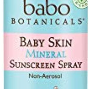 Babo Botanicals Baby Skin Mineral Sunscreen Spray SPF 30 with 100{203eefaf43322643ff2cbf7994bdbfdcacae03d40ed1a213a57e600e6d030d18} Zinc Oxide Active, Water-Resistant, Unscented, 6 Fl Oz