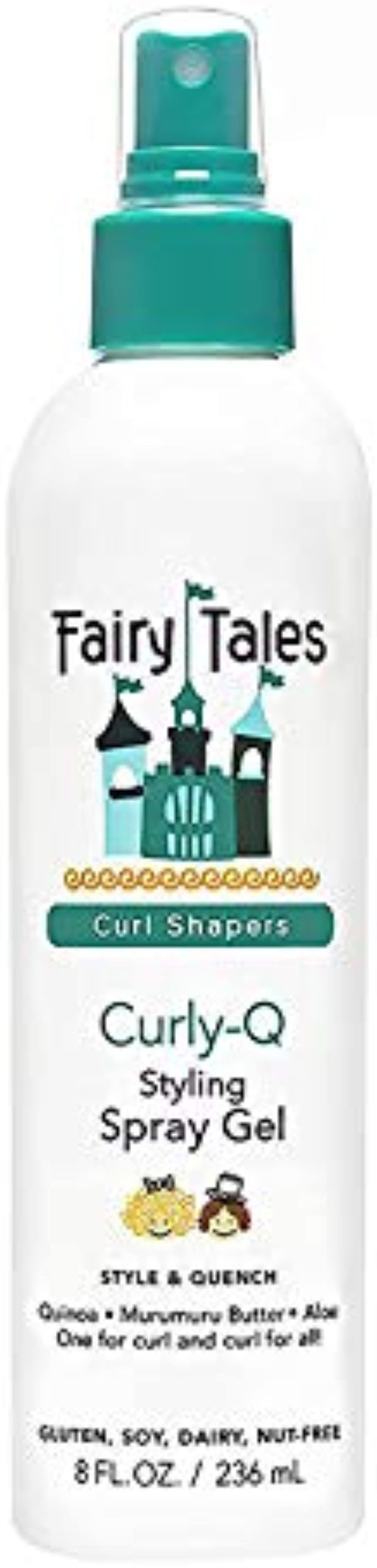 Fairy Tales Curly-Q (Curly Hair Gel) Daily Kid Styling Spray Gel - For Curly Hair - Paraben Free, Sulfate Free, Gluten Free, Nut Free - 8oz