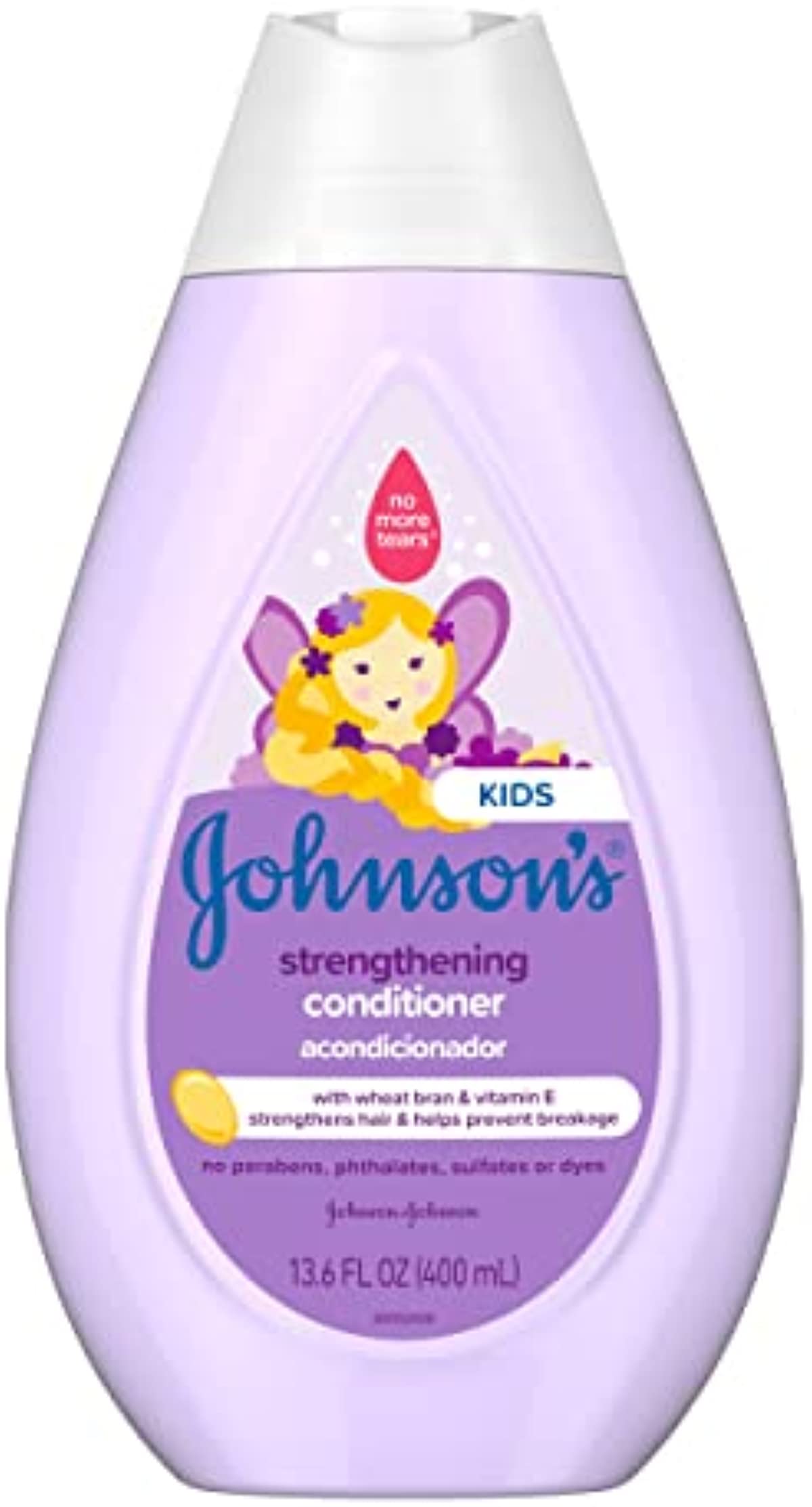 Johnson\'s Strengthening Tear-Free Kids\' Conditioner with Vitamin E Strengthens & Helps Prevent Breakage, Paraben-, Sulfate- & Dye-Free, Hypoallergenic & Gentle on Toddler Hair, 13.6 fl. oz