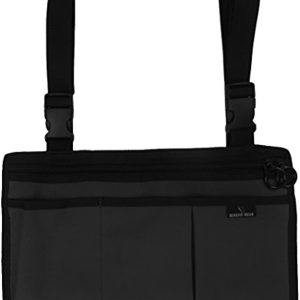 Side-Pack Wheelchair, Scooter or Bedrail Bag-5 Pockets and Key Rings (Black)