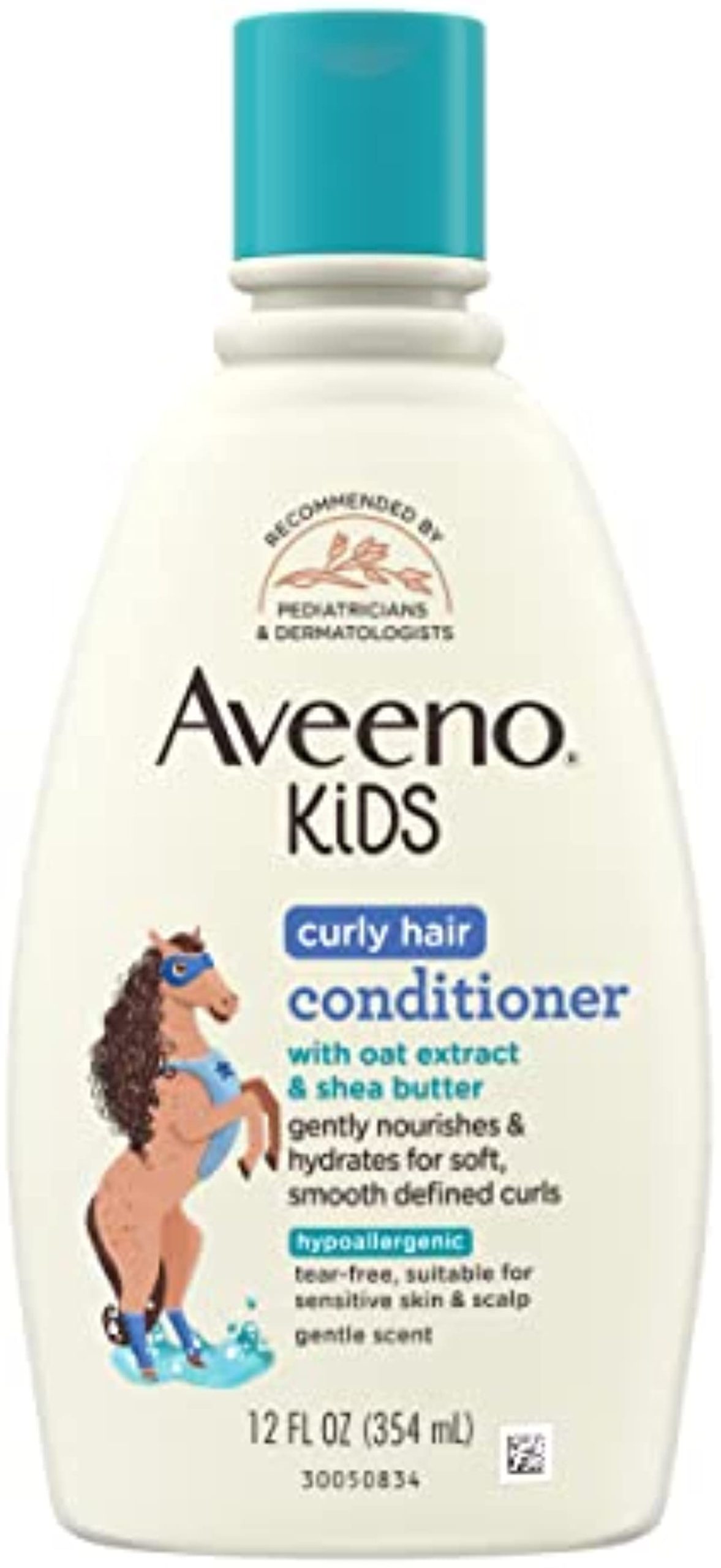Aveeno Kids Curly Hair Conditioner with Oat Extract & Shea Butter, Gently Nourishes & Hydrates for Defined Curls, Tear-Free & Suitable for Sensitive Skin, Hypoallergenic, 12 fl. Oz