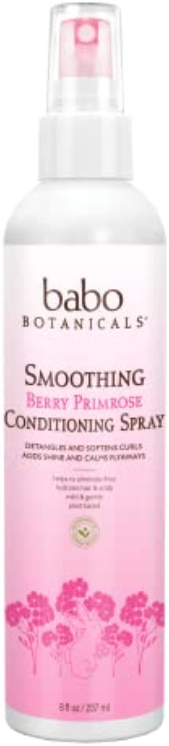 Babo Botanicals Smoothing Detangling Spray with Natural Softening Berry and Evening Primrose Oil - for Babies, Kids and Adults with Tangly or Curly Hair - Light Citrus Berry Scent - 8 oz.