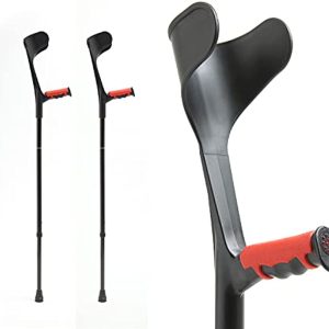 BigAlex Forearm Crutches - Lightweight Arm Crutch - Adjustable, Ergonomic - Comfortable on Wrist - Non Skid Rubber Tips (Black) (Black（2 pcs）)