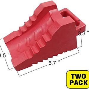 ROBLOCK Rubber Wheelchair Chock Stopper with Handle for Wheelchair Stability- 2 Pack Red