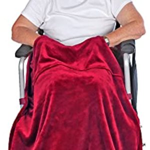 Granny Jo Products Lightweight Wheelchair Blanket, Warm Fleece, with Pockets (Merlot)