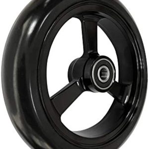 RIANTWHEEL, 5.0 X 1.0 inch, Solid, PU Wheels, Wheelchair Casters, Aluminum Rim, one Pair (Black)