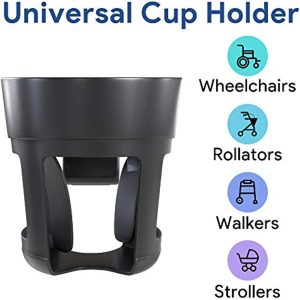Wheelchair Cup Holder Universal Cup Holder for Walker, Strollers, and More - Adjustable Bottle Holder Fits Wheelchair, Bike, Rollator or Pram - Wheelchair Accessories