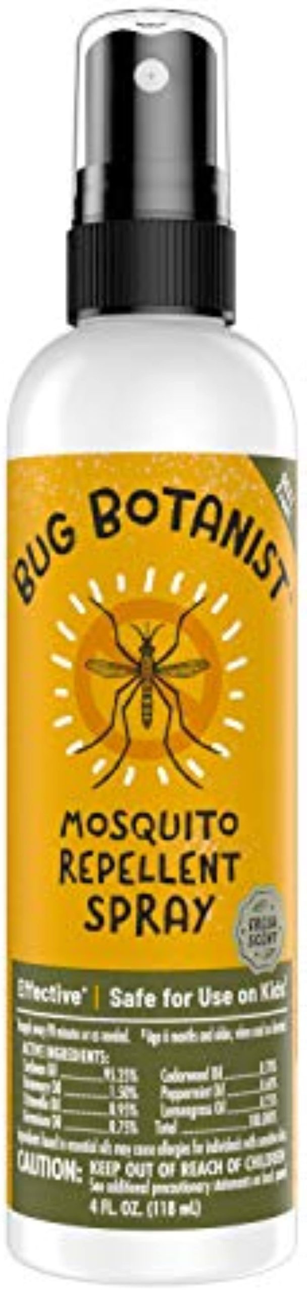 Bug Botanist Mosquito Repellent Spray: Mosquito Repellent with Essential Oils, Family Friendly, 4oz Bottle