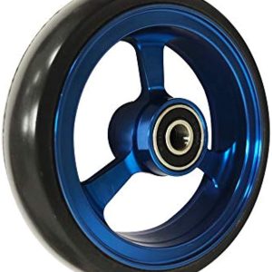 RIANTWHEEL, 4 X 1.0 inch, Solid, PU Wheels, Wheelchair Casters, Aluminum Rim, one Pair (Blue)