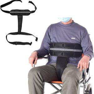 Moocard Wheelchair Seat Belt, Medical Restraints Straps, Adjustable Straps Patients Cares Safety Harness Chair Waist Lap Strap for Elderly, Patient, Disabled (Black)