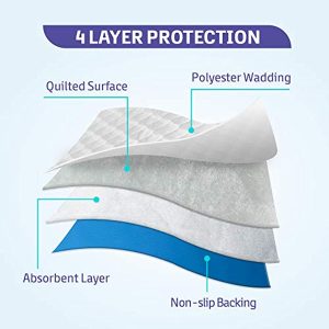 4-Layer Ultra Soft Quilted Bed Pads, 18\" x 24\" (3 Pack), Heavy Absorbency Underpad, Machine Washable, Mattress Protection for Elderly Seniors, Kid and Pets