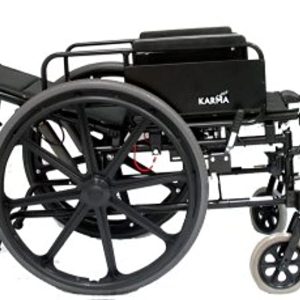 Karman KM5000F18 Aluminum Lightweight Reclining Wheelchair, Black, 24 Inches Rear Wheels and 18 Inches Seat Width