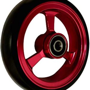 RIANTWHEEL, 4 X 1.0 inch, Solid, PU Wheels, Wheelchair Casters, Aluminum Rim, one Pair (Red)