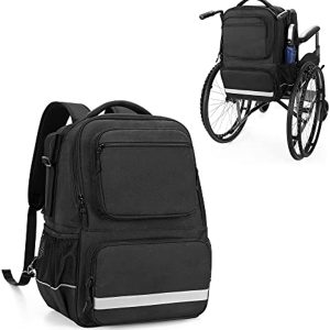 SAMDEW Wheelchair Backpack, Wheelchair Bag to Hang on Back, Manual & Motorized Wheelchair Bag for Adults, Accessories Bag for Wheelchair, with Thermal Insulation Pocket for Medicine Storage, Bag only