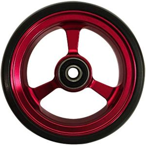 RIANTWHEEL, 4 X 1.0 inch, Solid, PU Wheels, Wheelchair Casters, Aluminum Rim, one Pair (Red)