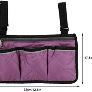TOPINCN Multifunctional Wheelchair Side Hanging Bag Office Chair Storage Bag Armrest Pouch Organizer Hanging Pouch Wheelchair Accessories Keys Small Notebooks Pens (Purple)