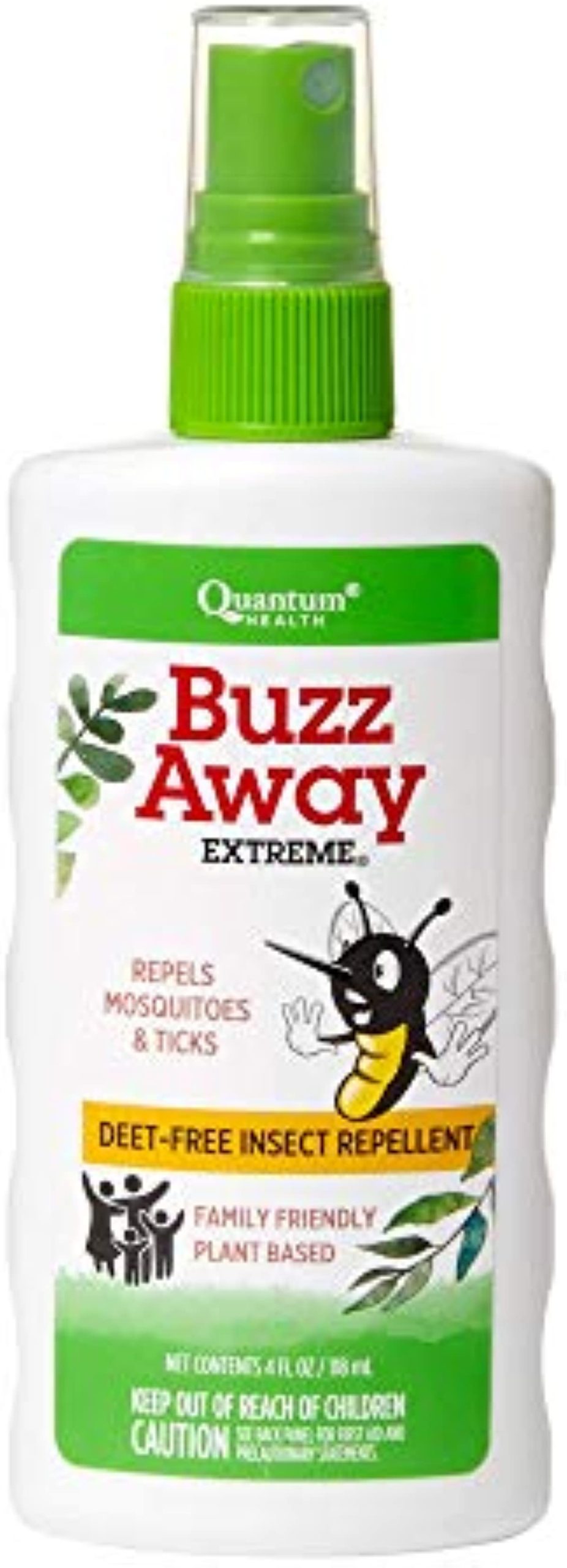 Quantum Health Buzz Away Extreme - DEET-free Insect Repellent, Essential Oil Bug Spray - Small Children and Up, Travel Friendly, 4 Fl Oz