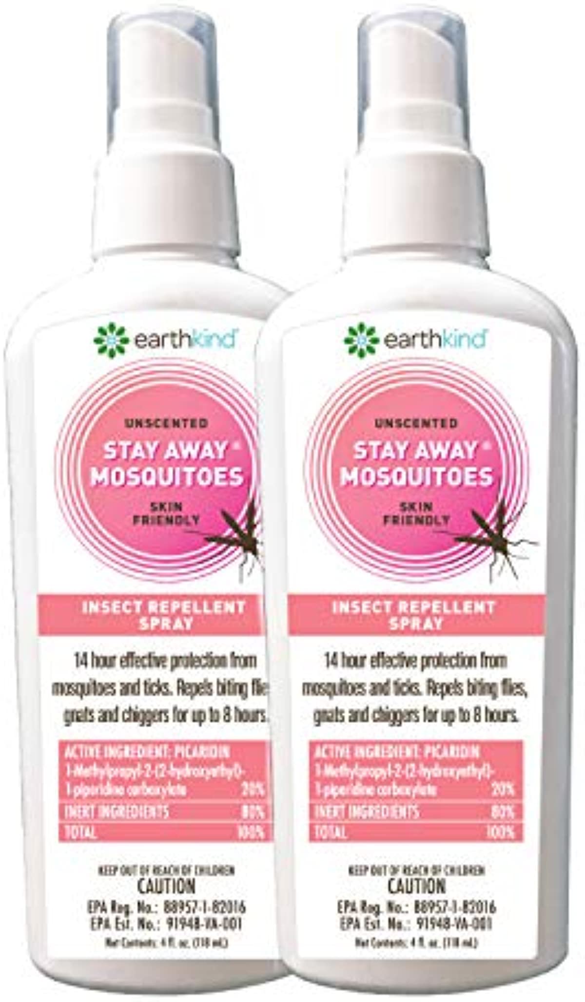 Stay Away Picaridin Mosquitoes Insect Repellent Unscented Spray - All Natural, Environmentally Friendly, No Mess, Standard Size 4-Ounce (2-Pack)