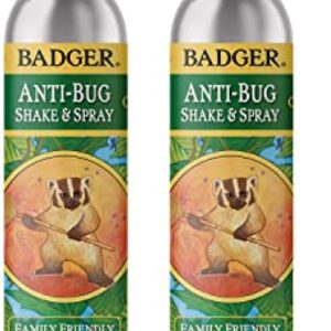 Badger - Anti-Bug Shake & Spray, DEET-Free Natural Bug Spray, Eco-Friendly, Certified Organic Mosquito Spray, Great for Kids, Insect Repellent, 4 Fl Oz (2 Pack)