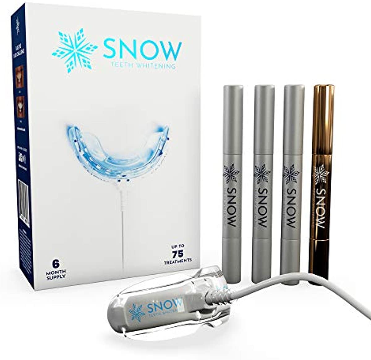 SNOW Teeth Whitening Kit with LED Light | Complete at Home Whitening System - Best Results - Safe for Sensitive Teeth, Braces, Bridges, Crowns, Caps & Veneers