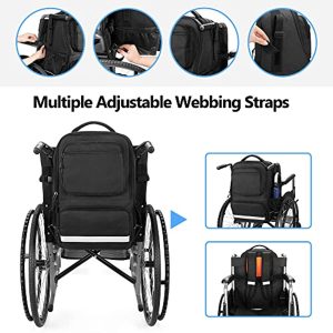 SAMDEW Wheelchair Backpack, Wheelchair Bag to Hang on Back, Manual & Motorized Wheelchair Bag for Adults, Accessories Bag for Wheelchair, with Thermal Insulation Pocket for Medicine Storage, Bag only