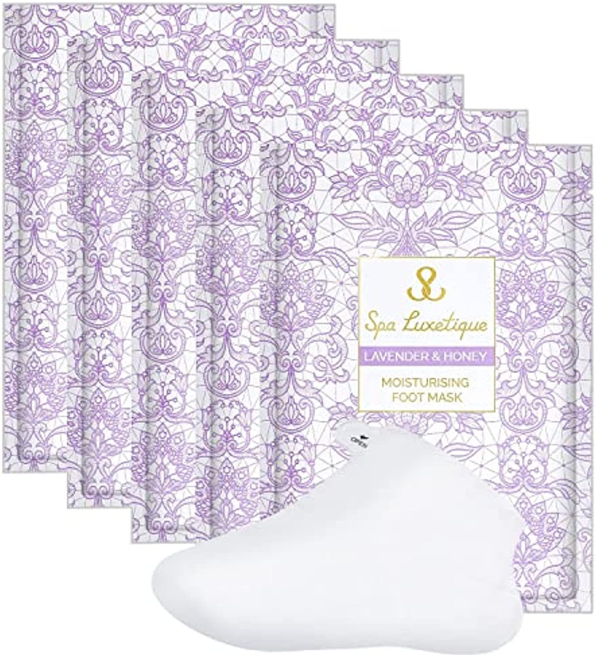 Foot Mask - 5 Pairs Lavender & Honey Foot Spa for Rough Dry Cracked Feet Reduce Dead Skin, Moisturizing Socks for Baby Foot, Relaxing Soft Feet Treatment for Women & Men, Fathers Day Foot Care Gifts