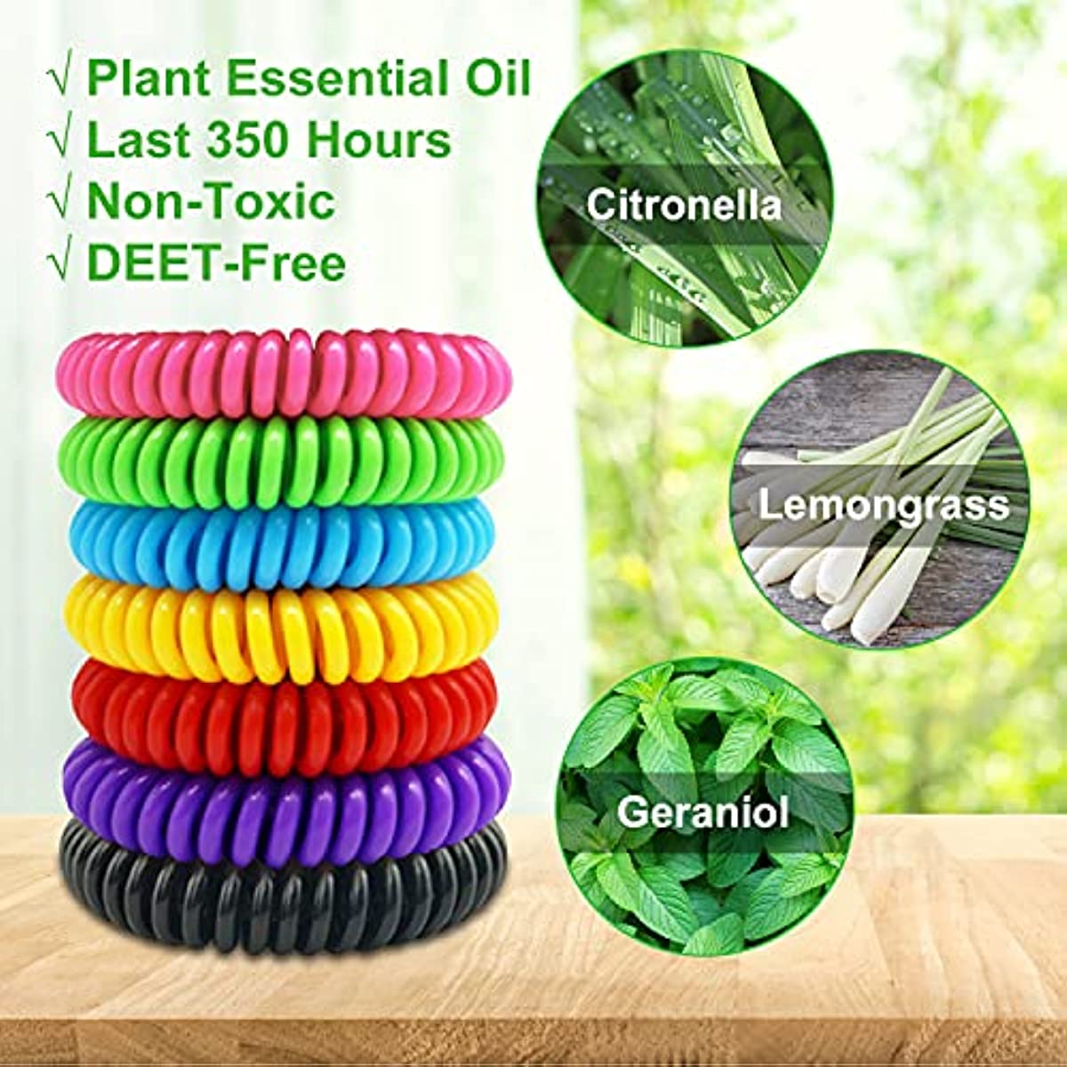 Mosquito Repellent Bracelets, 21 Pack Individually Wrapped Waterproof Insect Bug Repellent Wristbands for Kids Adults Outdoor Camping Fishing Traveling