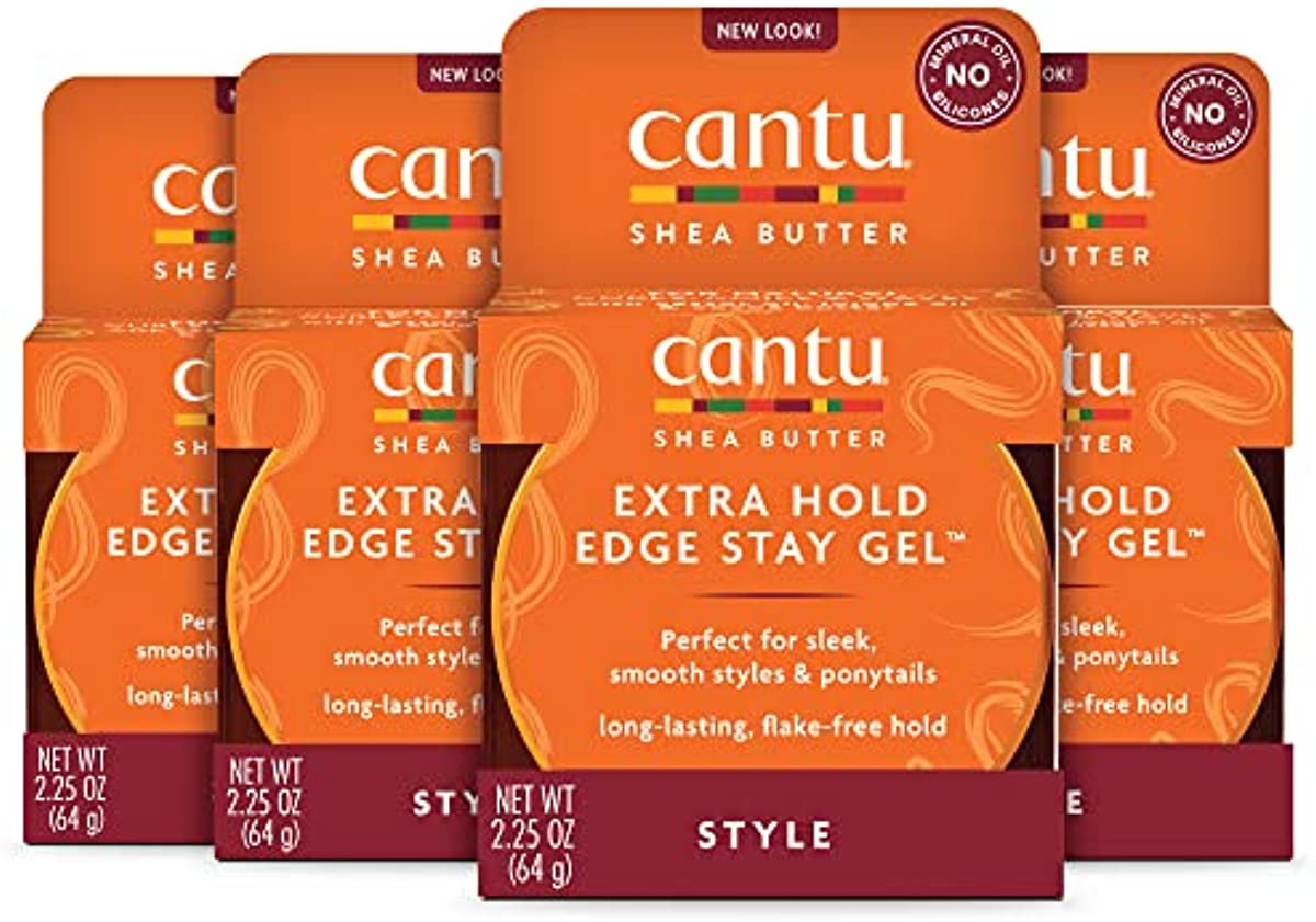 Cantu Extra Hold Edge Stay Gel for Natural Hair with Pure Shea Butter, 2.25 oz (Pack of 4)