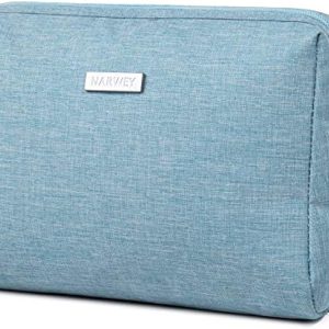 Large Makeup Bag Zipper Pouch Travel Cosmetic Organizer for Women and Girls (Large, Sky Blue)