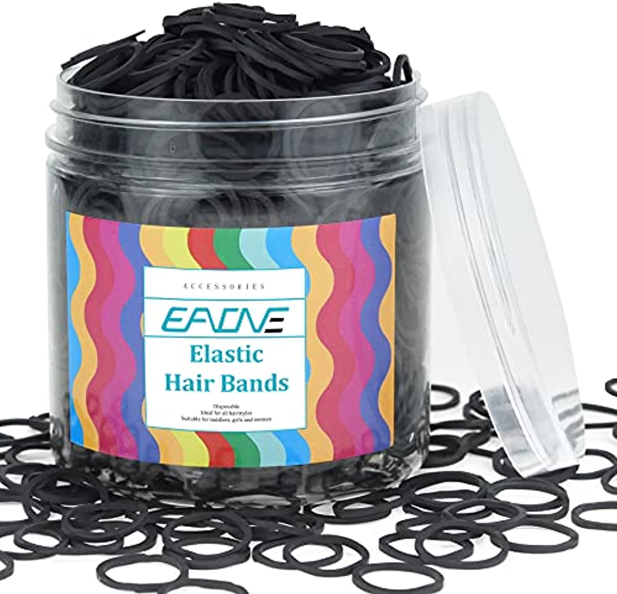 EAONE 1500Pcs Small Hair Bands Baby Hair Ties Tiny Elastics Rubber Bands for Girls and Women with Box Packaged, Black
