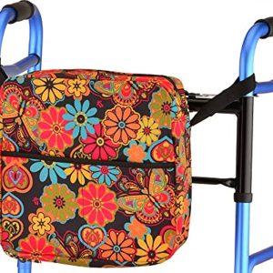 NOVA Universal Tote Bag for Folding Walker, Rollators, Wheelchairs and Scooters, Boho Blossoms