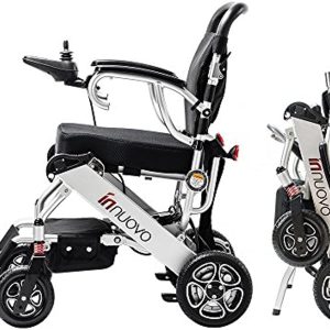 Intelligent Lightweight Foldable Electric Wheelchairs, Compact (Net Weight 43 lbs) Power Wheelchair, Portable Folding Carry Wheelchair, Durable Wheelchairs (12.6 x 22 x 28)